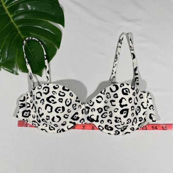 NEW Onia‎ [ Large ] Dalia Animal Print Underwire Bikini Top in White - Picture 2 of 12
